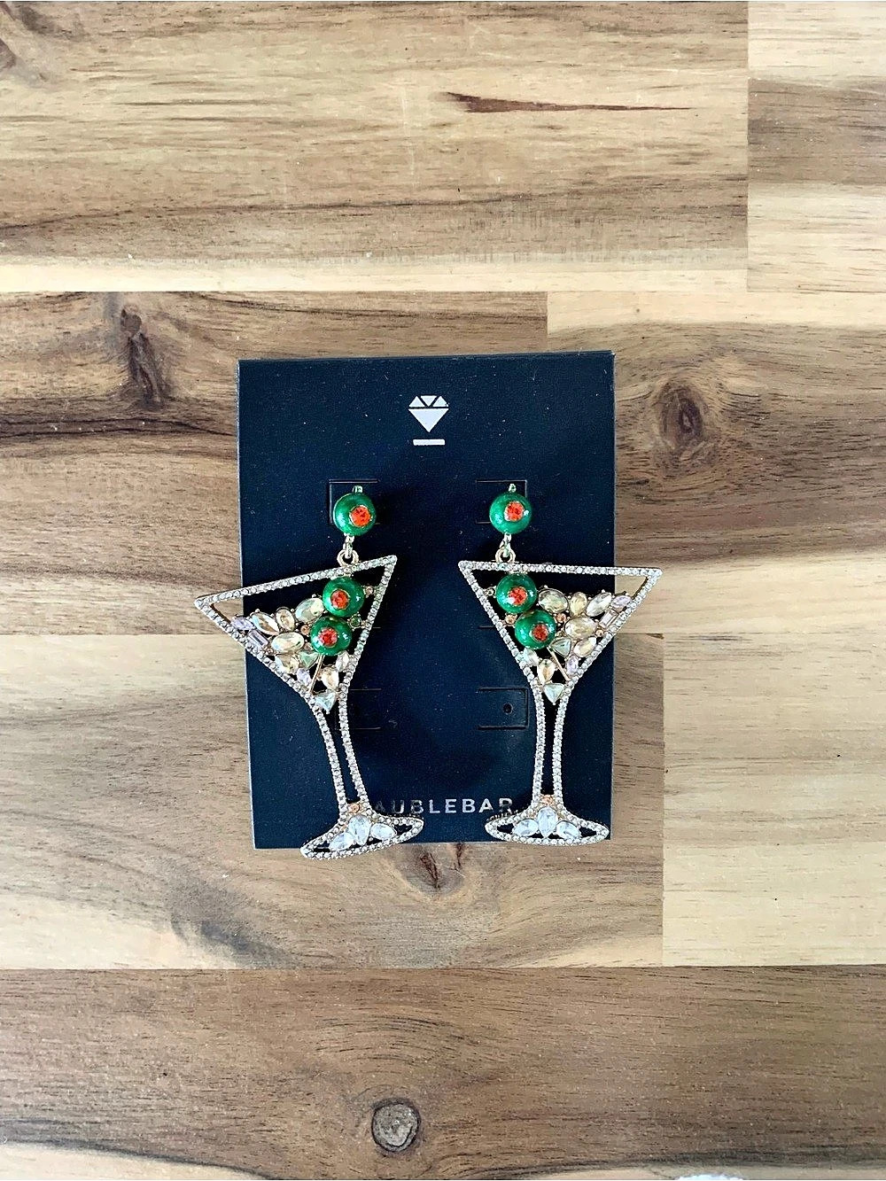 Baublebar Martini cocktail rhinestone earrings  NWT